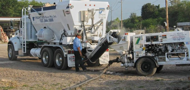 Concrete pumping in action